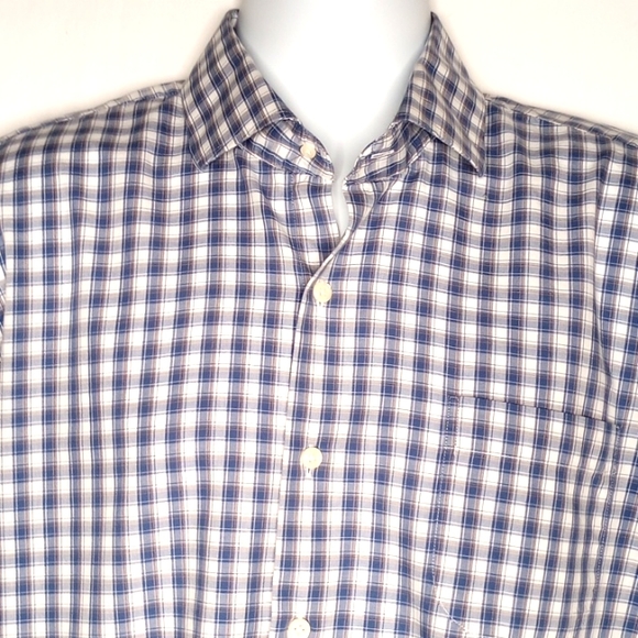 Peter Millar Men's Blue White Checkered Long Sleeve Button Down Shirt Large - Picture 4 of 9